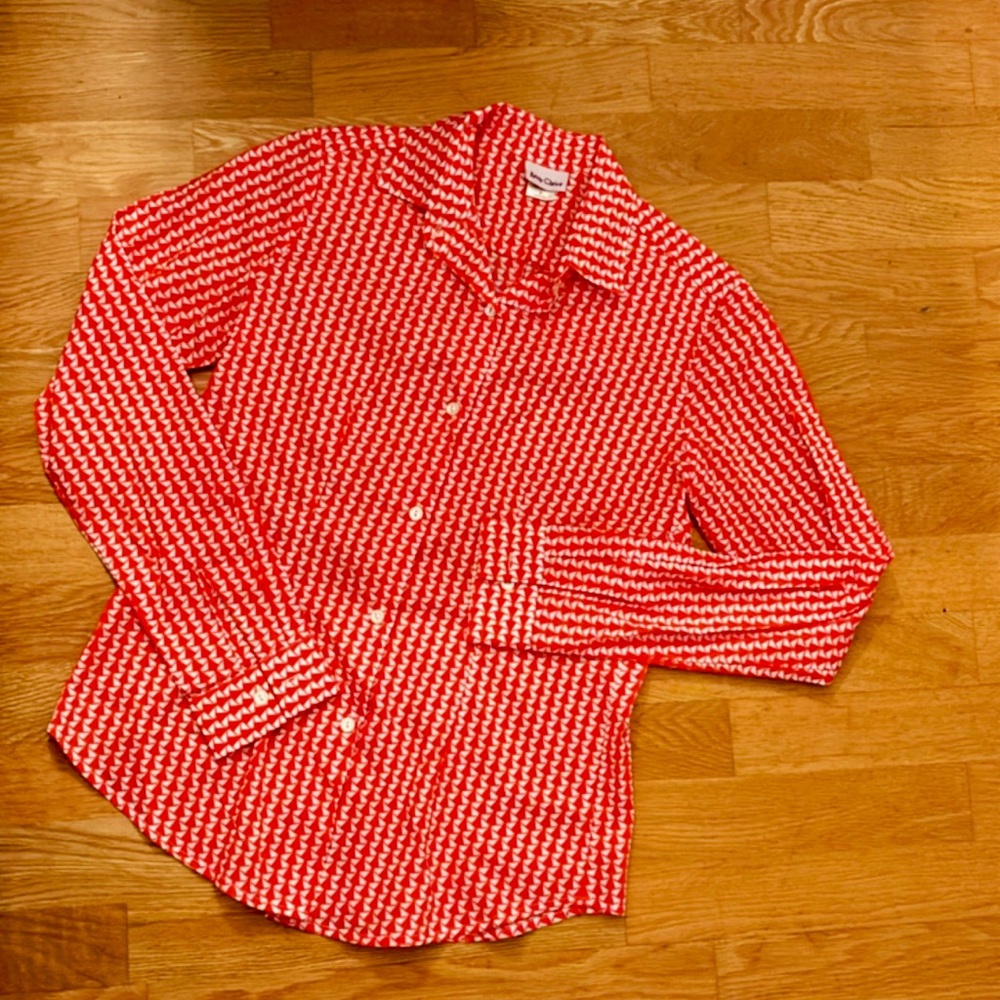 Renee Claire 100% fine cotton Red Patterned Women's Blouse